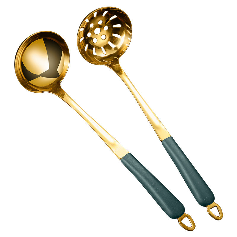 Customized stainless steel hot pot spoon creative tool kitchen silicone thickened handle soup spoon porridge spoon colander filter