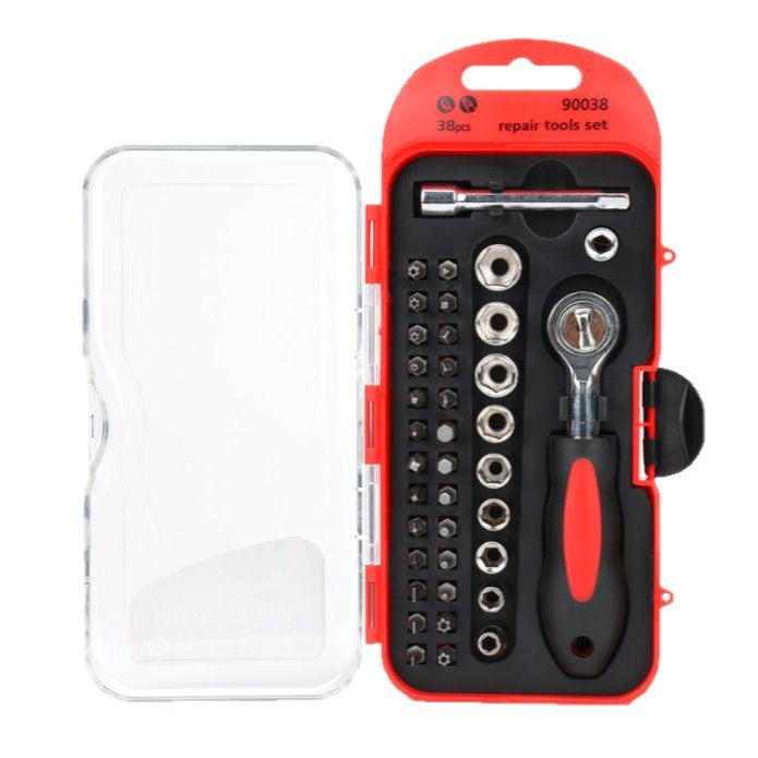 Cross-border car and home dual-purpose boxed sleeve tool set, high-grade carbon steel batch head, on-board repair tool