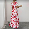 European and american cross-border  summer new print dress - slimming, waist-defining, valentine's day beach vacation maxi dress