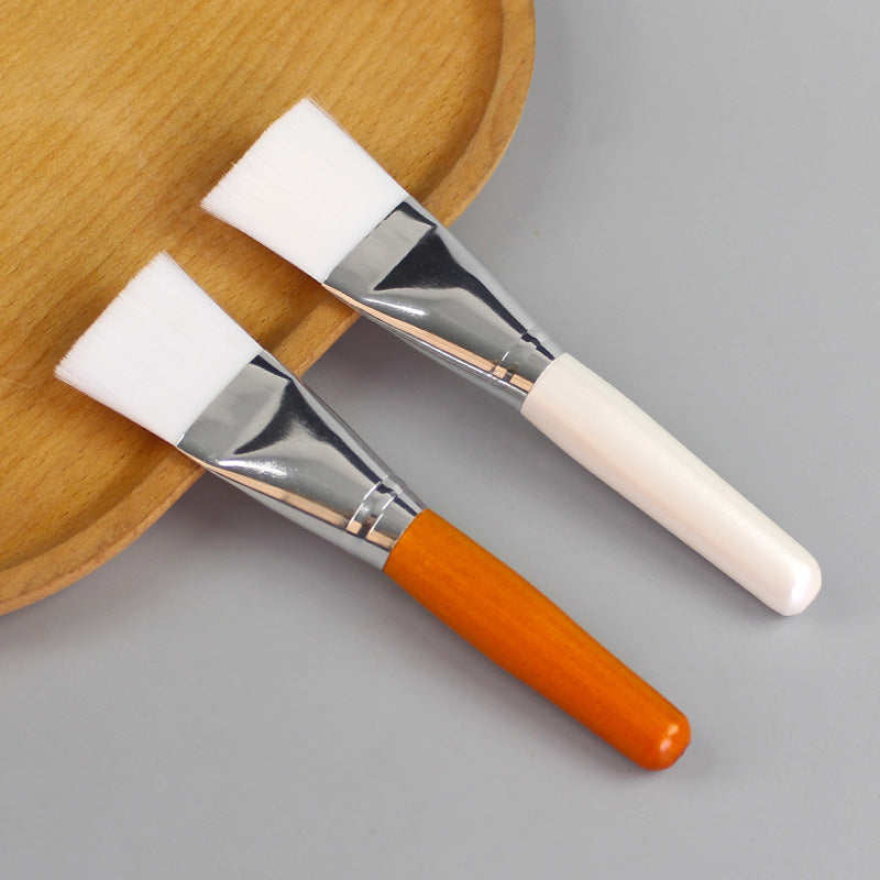 Facial mask brush beauty salon application mask brush wooden handle soft bristle brush makeup brush log pole white bristle brush spa brush