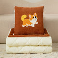 Cartoon chenille throw pillow blanket - dual-use office nap pillow, car travel foldable dopamine pillow blanket