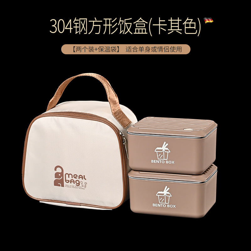 304 stainless steel food crisper lunch box office workers can microwave oven heating with rice lunch box sealed bento box