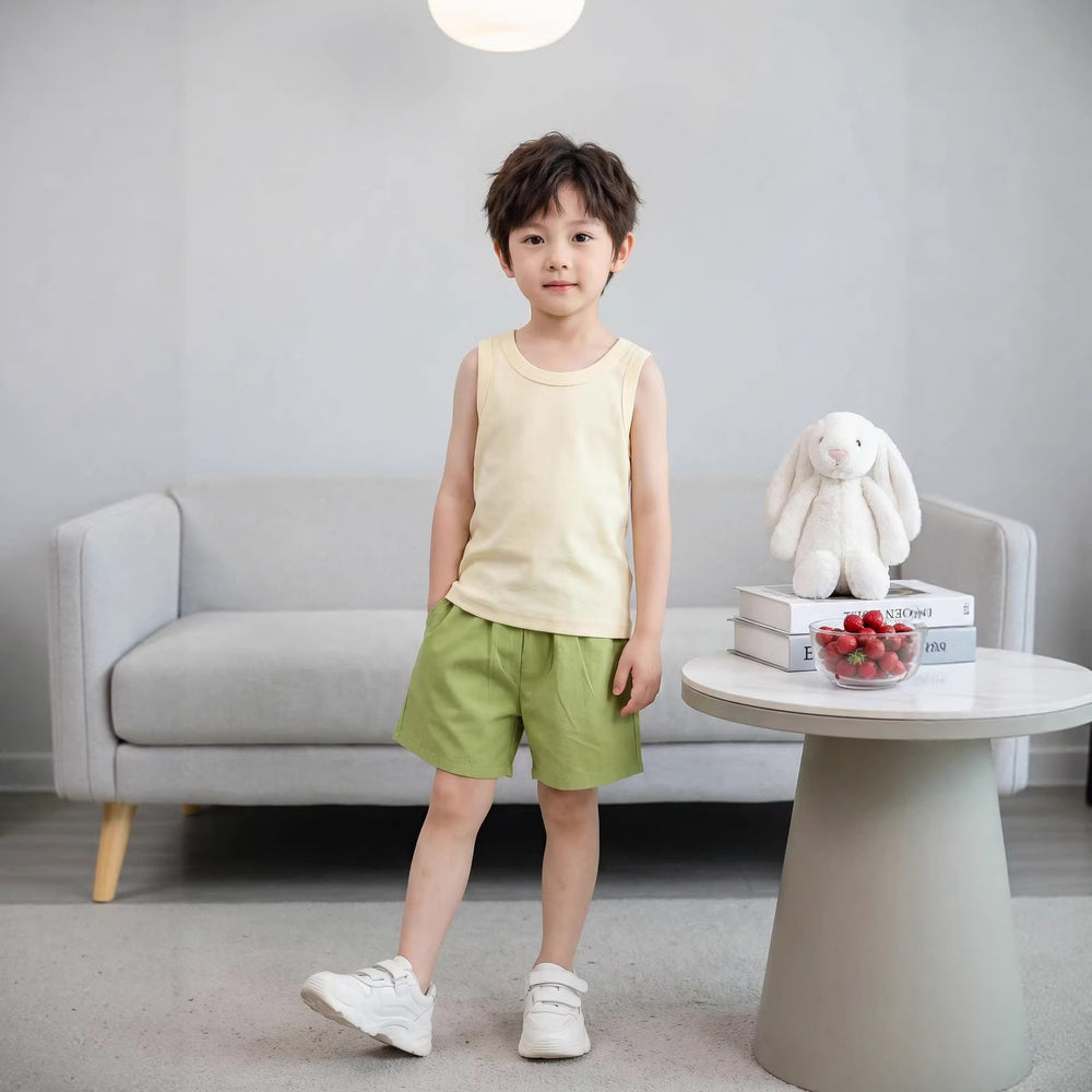 New children's cotton sleeveless tank top and shorts set - two-piece loungewear, class a quality, wholesale for cross-border e-commerce