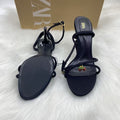 Za women's shoes: new summer 2025 collection - black strappy heeled sandals with rhinestone cherry charm, breathable and casual for outdoor wear