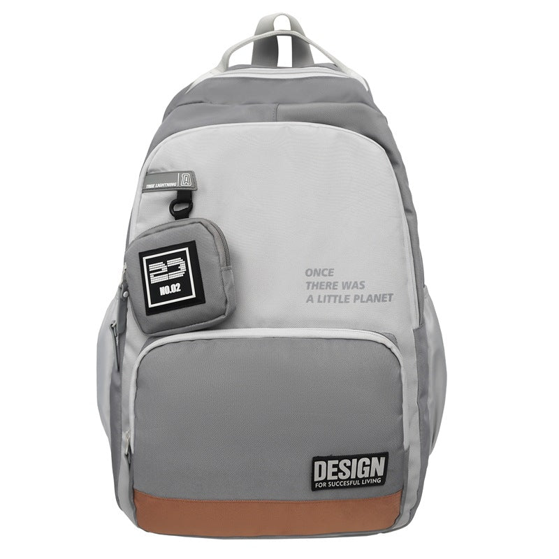New Trend Korean Version Fashion Versatile Large Capacity Backpack Junior High School High School Students School Travel Backpack Men's Fashion