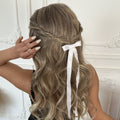 Wholesale bow headbands: european and american cross-border girl's hair accessories - sweet, minimalist, high-end ruffle long flowing headband