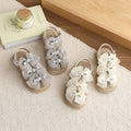 Vancahao  summer new girls' lace bow princess shoes toddler sandals kids' soft sole beach shoes