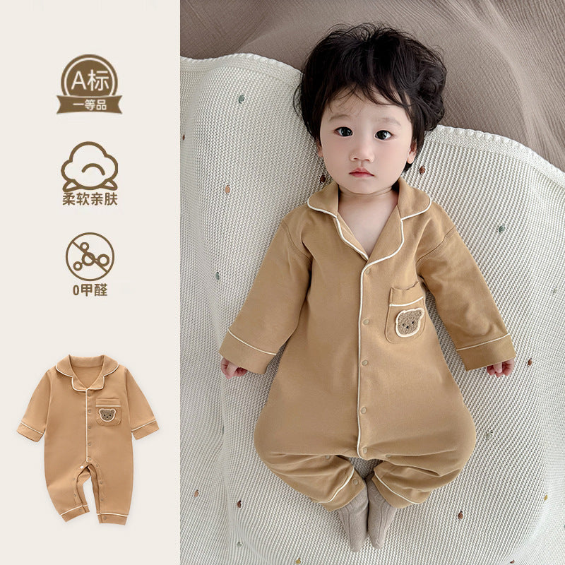 Baby spring autum home clothes boys and girls all year round style one-piece clothes pajamas autumnew arrival cotton pajamas