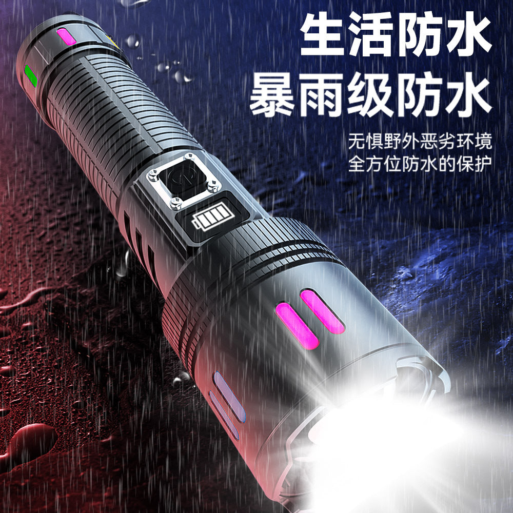 Cross-border explosive aluminum alloy TYPE-C charging strong light flashlight multi-function outdoor portable emergency LED light