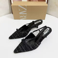 Za2026springnew arrival women's shoes french tweed style high heels women's toe sandals pointed toe socialite elegantflats