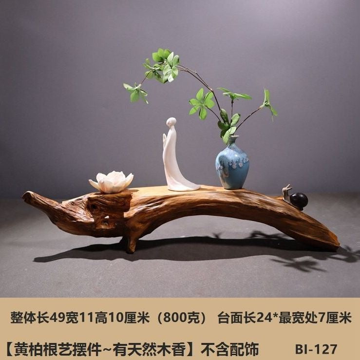 Weathered dead wood ornaments 2 thuja root carving bonsai bottom base tea ceremony tea room tea table dry tea table