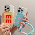 Suitable for apple 16pro creative lanyard card holder mobile phone case iphone11/14 cartoon puppy tpu protective cover