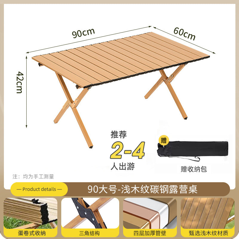 Outdoor foldable special egg roll table stalls portable picnic bbq camping thickened table and chairs complete set of equipment supplies