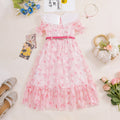 Girl's korean style floral print dress - chiffon casual new arrival  - mori girl style, pastoral print, cross-border hot seller, ready to ship