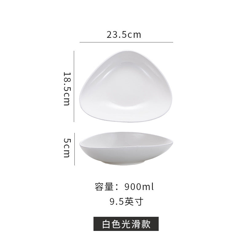 Creative triangular ceramic fruit salad plate - retro style, high-end ceramic dinnerware for restaurants and home use - deep dessert plate