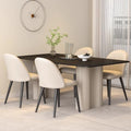 Black rock slab rectangular dining table and chair set - new italian style combination for small spaces - modern minimalist home dining table