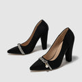 chunky heel rhinestone strappy black trendy european and american bestselling new high heel pumps