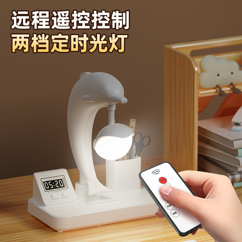 Eye-care led desk lamp - rechargeable smart student lamp with pen holder, digital display, and night light - perfect for dorms and kids' study desks
