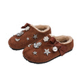 Kids winter half mule birkenstock shoes new arrivalk-stylegirlfashion rhinestone heattech cotton shoes for children