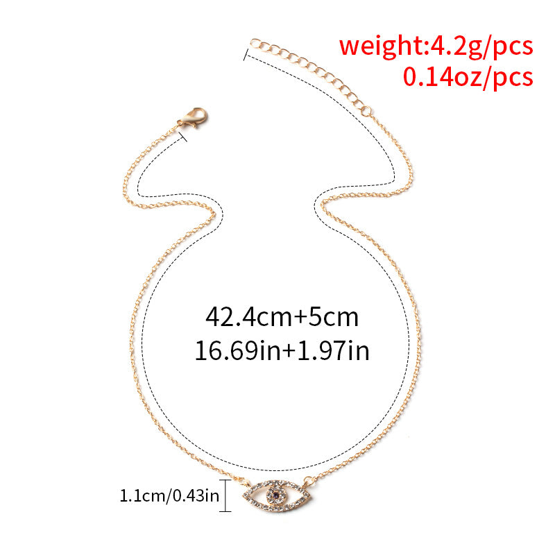 Diamond-encrusted devil's eye necklace wholesale european and american popular nicheaccessible luxury jewelry women's clavicle chain simple eye pendant