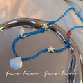 Seashell starfish blue beaded necklace - unique design, trendy clavicle chain, perfect for spring/summer beach getaways