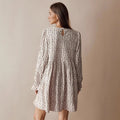 Amazon fashion cross-border export women's floral flare sleeve short dress - round neck high waist loose fit