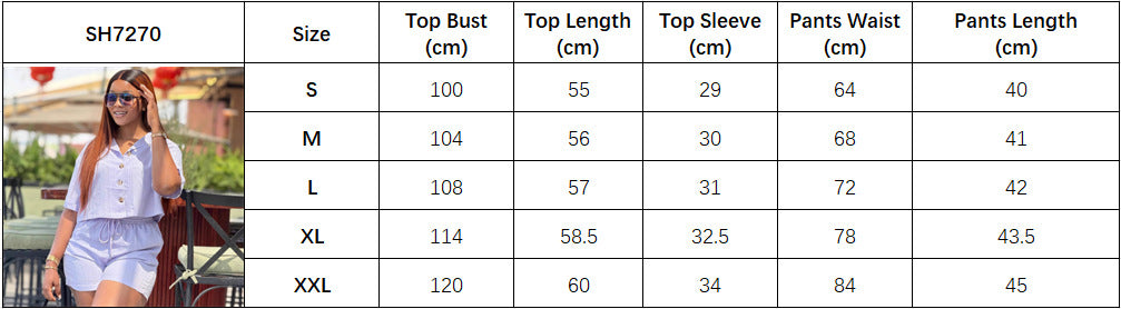 European and American fashion casual shorts set, short-sleeved lapel striped cardigan shirt, women's African new foreign style two-piece set