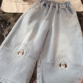 Spring new girls' trendy cartoon puppy jeans - stylish korean-style kids' pants for baby girls