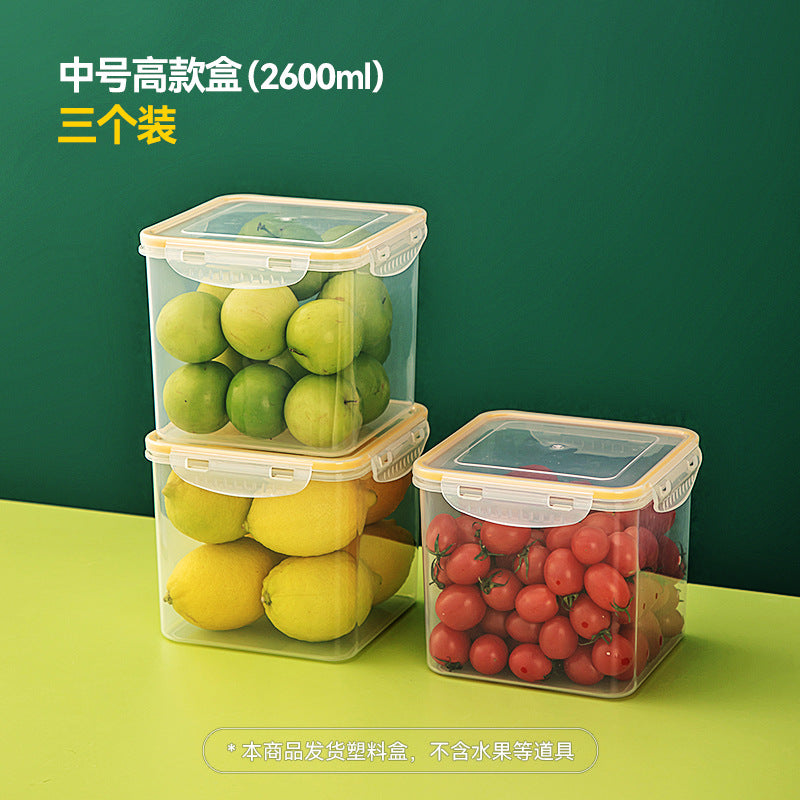 Kitchen finishing dustproof storage box with lid transparent refrigerator storage box food grade plastic food crisper