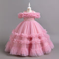 Export cross-border fashion style girl dress long piano performance flower girl wedding dress tutu skirt birthday in stock hot sale