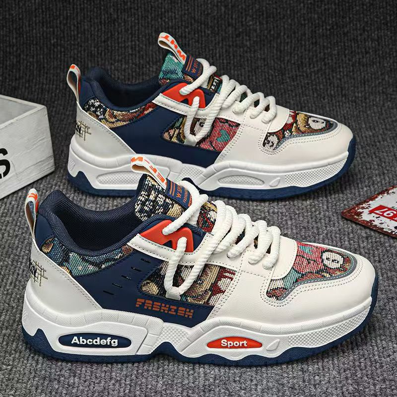 Men's winter 2025 sneakers: new thick-soled, youth-height-increasing, breathable, versatile casual canvas dad shoes - trendy style