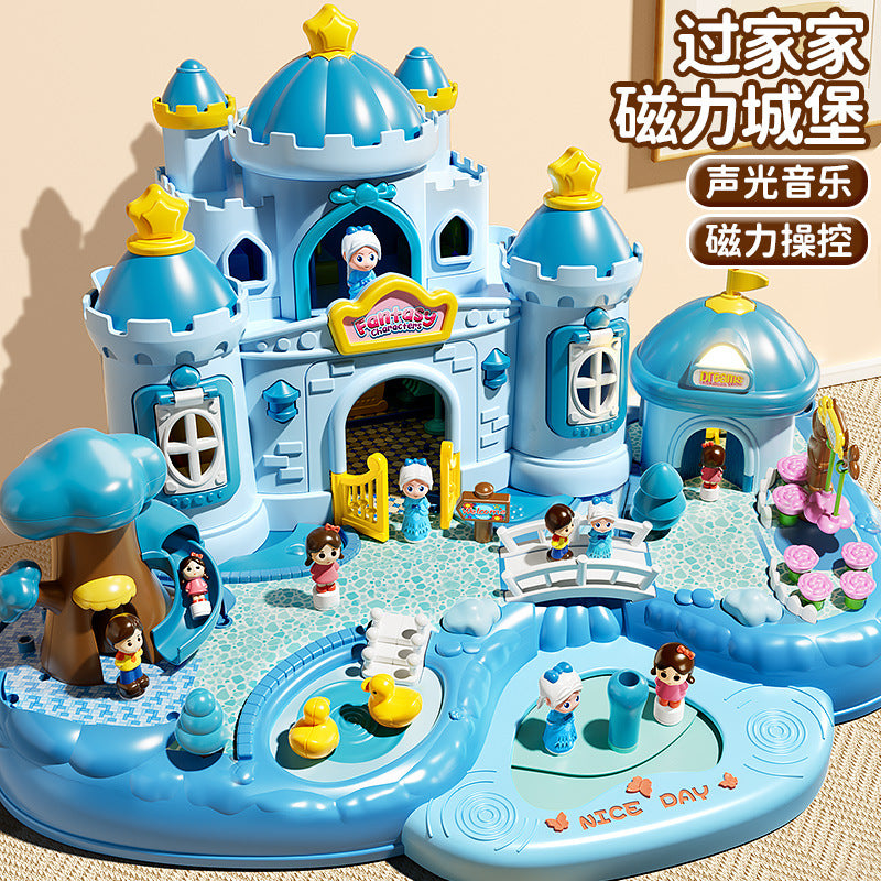 New arrival play house magnetic toy princess doll house small doll girl girl villa suit birthday gift