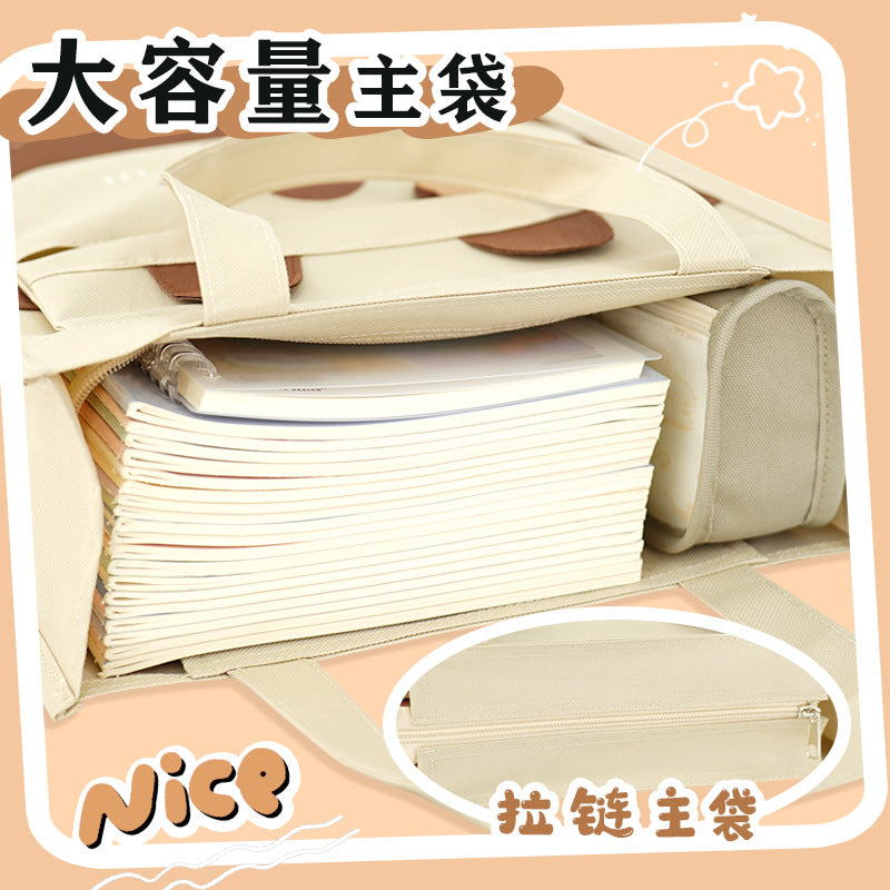 Kapibara Tutoring Bag Primary School Tote Bag Carrying Book Bag Children's Tutoring Bag Girls Art Bag