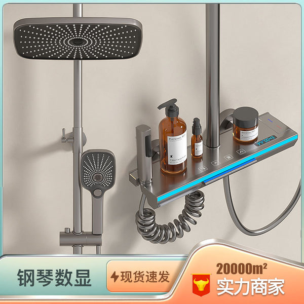 Pressurized rain household set gun gray thermostatic shower shower genuine bathroom bathroom bathroom bathroom bathroom brass shower nozzle