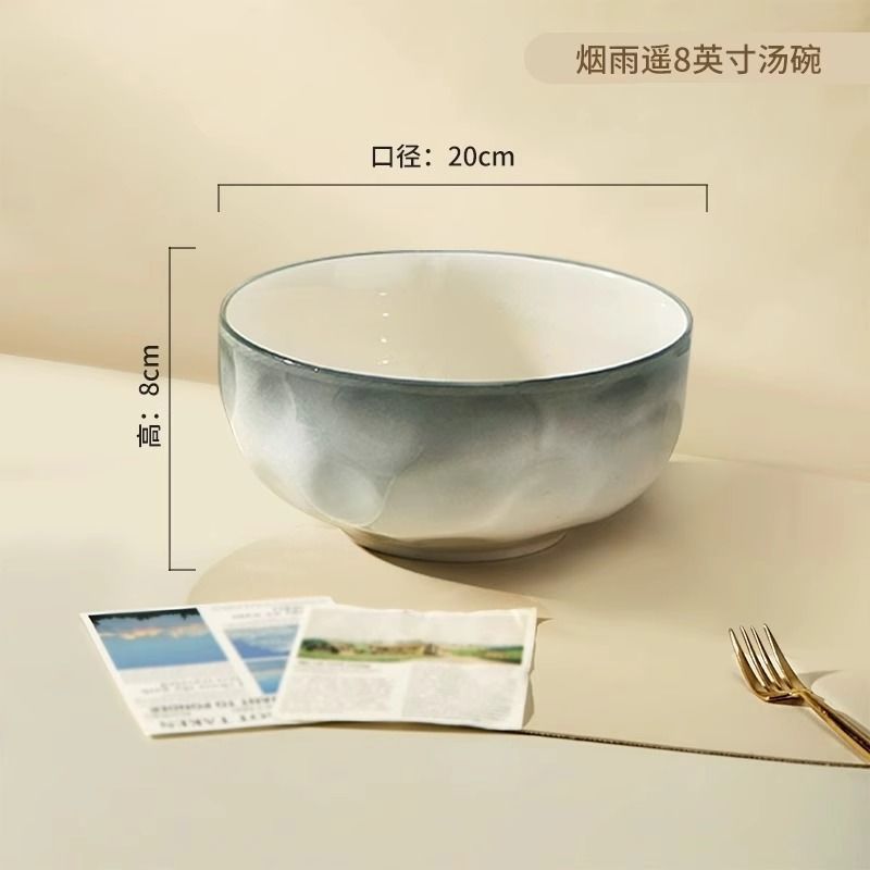 Ceramic rice bowl for home2025new arrival underglaze color classy sense tableware eating bowl plate dish suit small bowl