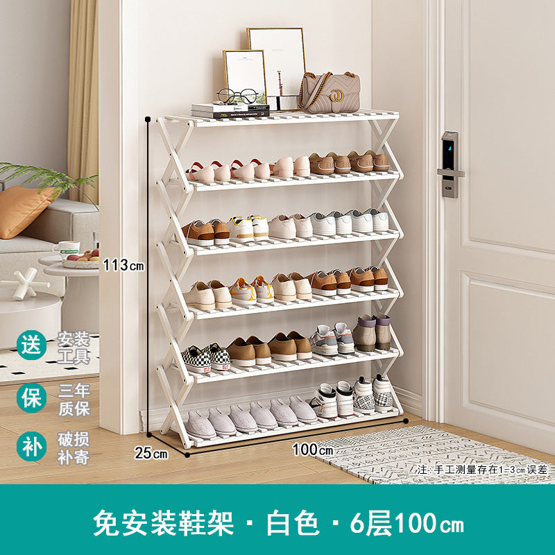 Shoe rack simple door for home multi-layer storage space-saving corner small dust-proof narrow shoe cabinet free of installation