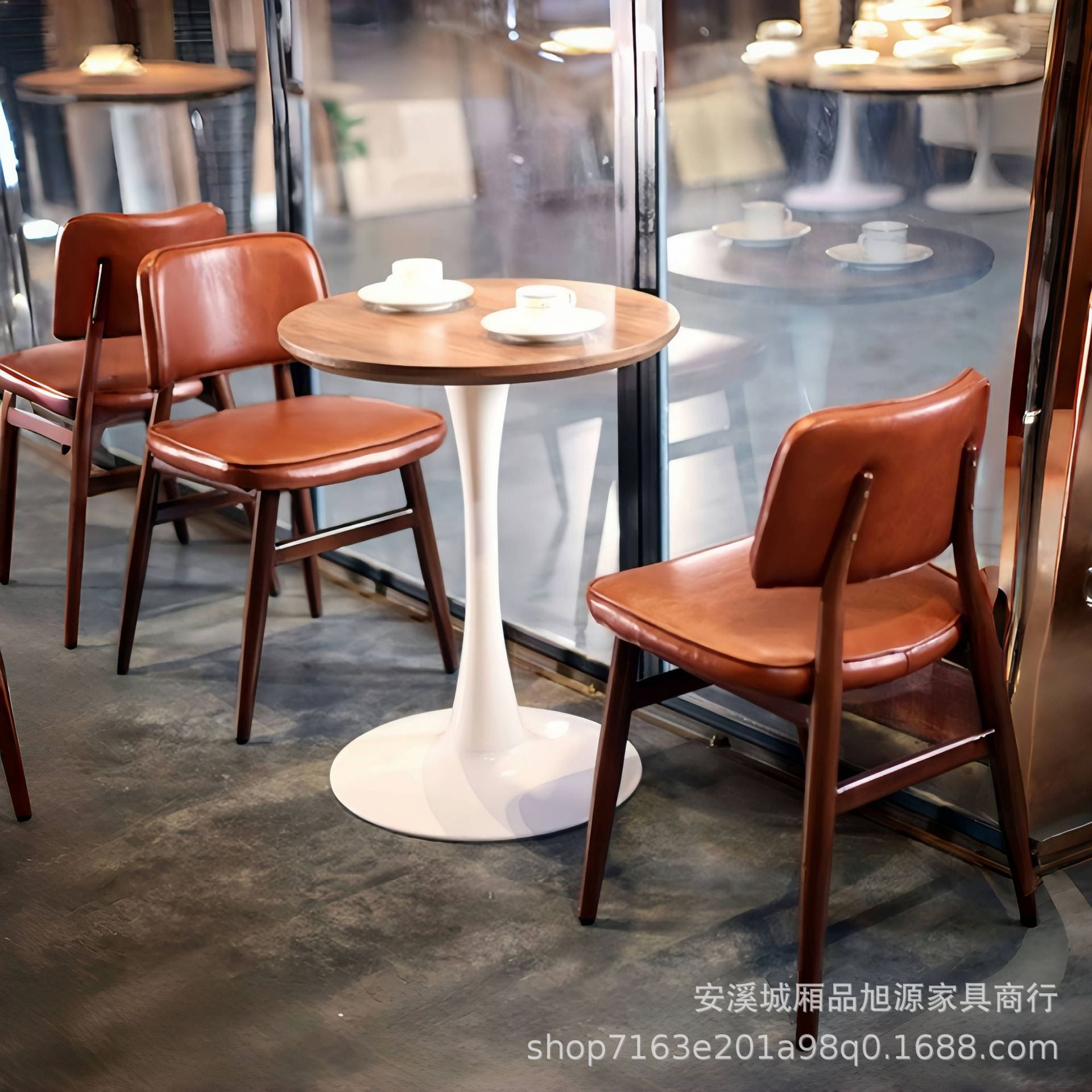 Buffet hot pot shop retro leather dining chair industrial style loft wrought iron chair cafe lounge chair stool