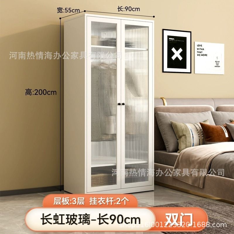 Steel wardrobe formaldehyde-free household bedroom small apartment large wardrobe metal iron storage cabinet