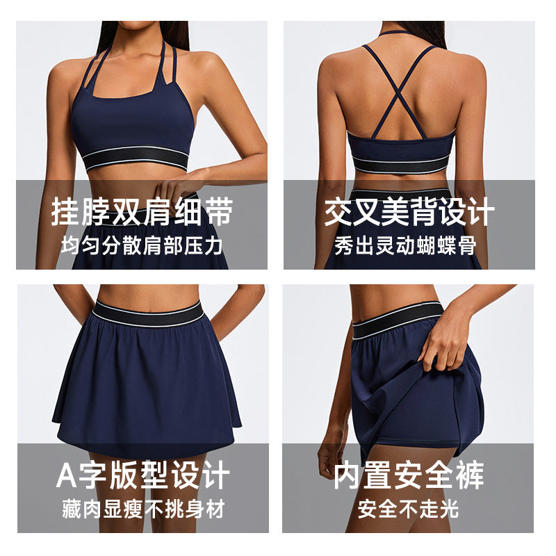outdoor spring and summer yoga skirt lined fashion tape quick-drying sports skirt women's golf tennis skirt tennis skirt