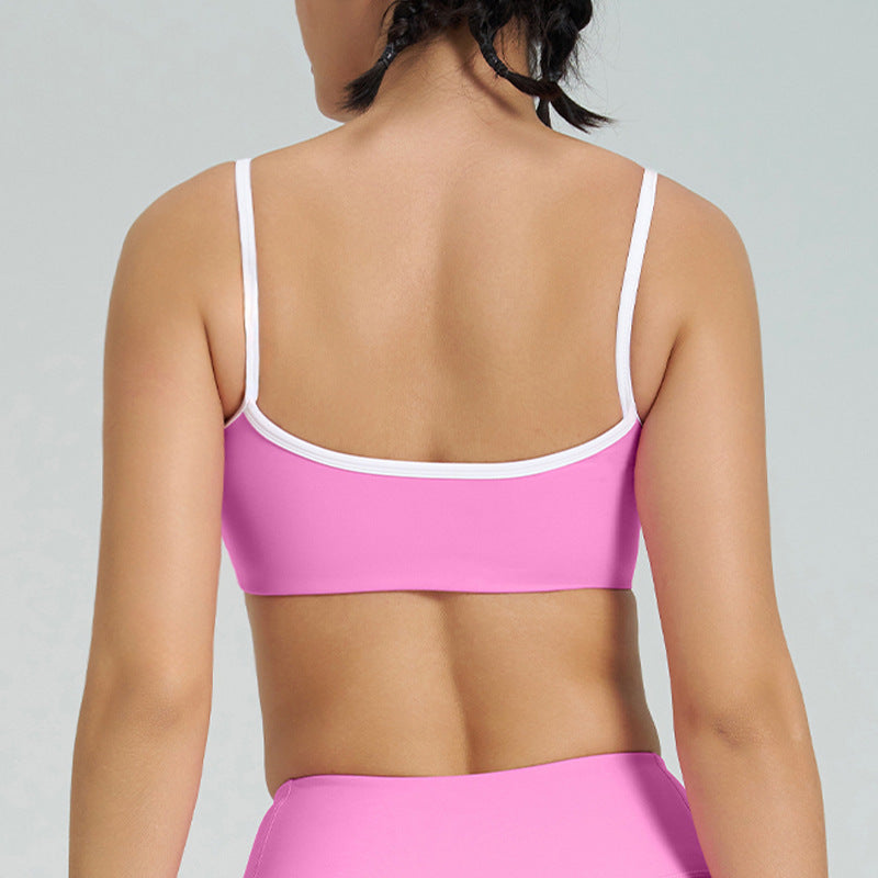 thin shoulder strap detachable chest pad fitness sling nude flared pants sports intimates yoga suit for women