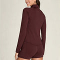 new arrival cross-border nude breathable stand-up collar hidden zipper outwear tennis shorts casual sports yoga suit