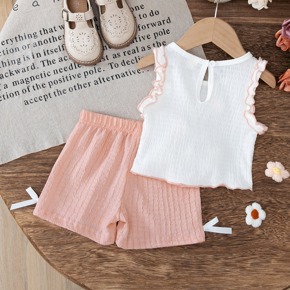 new product girl fashion style socialite pure colorprinting vest + casual shortssuit