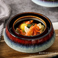 Japanese style creative tableware kiln-turned bowl, household salad bowl, dessert bowl, tall conical bowl for serving dishes