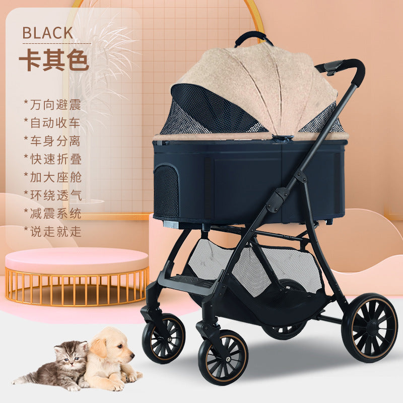 Pet stroller for cats and dogs - foldable, lightweight, and portable for small pets