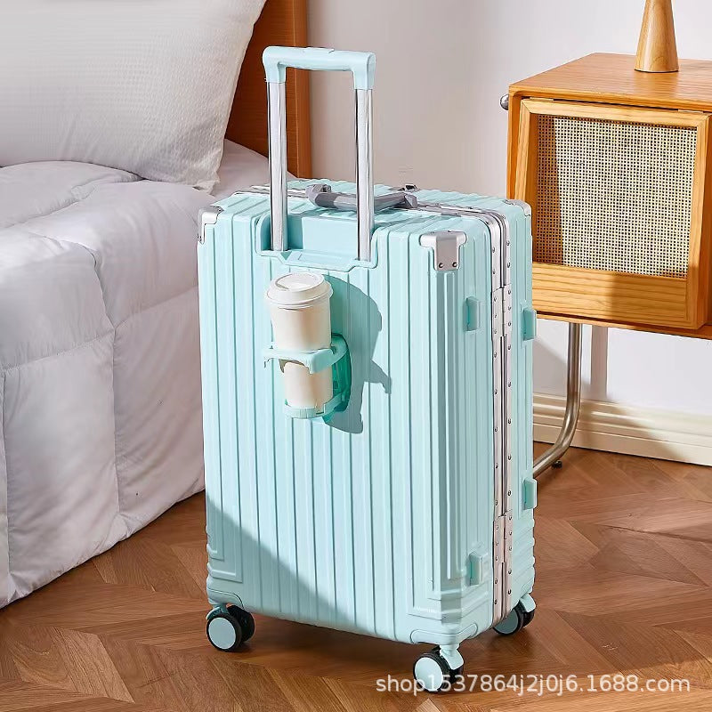 New multi-functional aluminum frame trolley case, men's and women's small fresh suitcase, large capacity universal wheel password boarding case