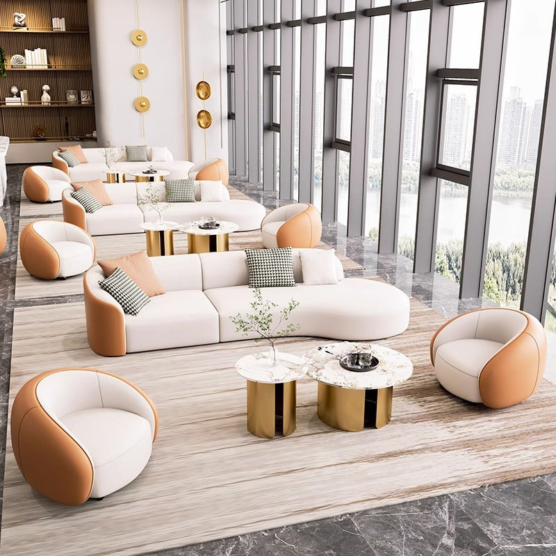 Curved sofa hotel lobby hall vip club rest area reception reception arc sales office negotiation sofa