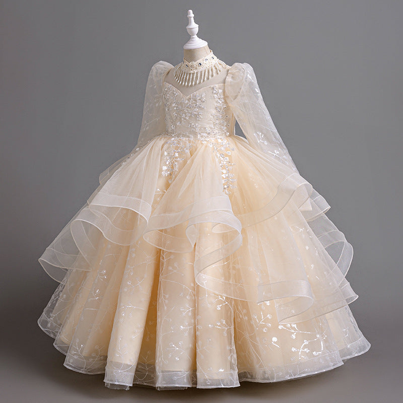 kids catwalk performance dress new arrival children's clothing girl spring and summer dress evening dress princess skirt tutu skirt