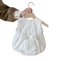 Summer newborn infant romper - lightweight, stylish lace trim, korean style bodysuit, snap-crotch romper