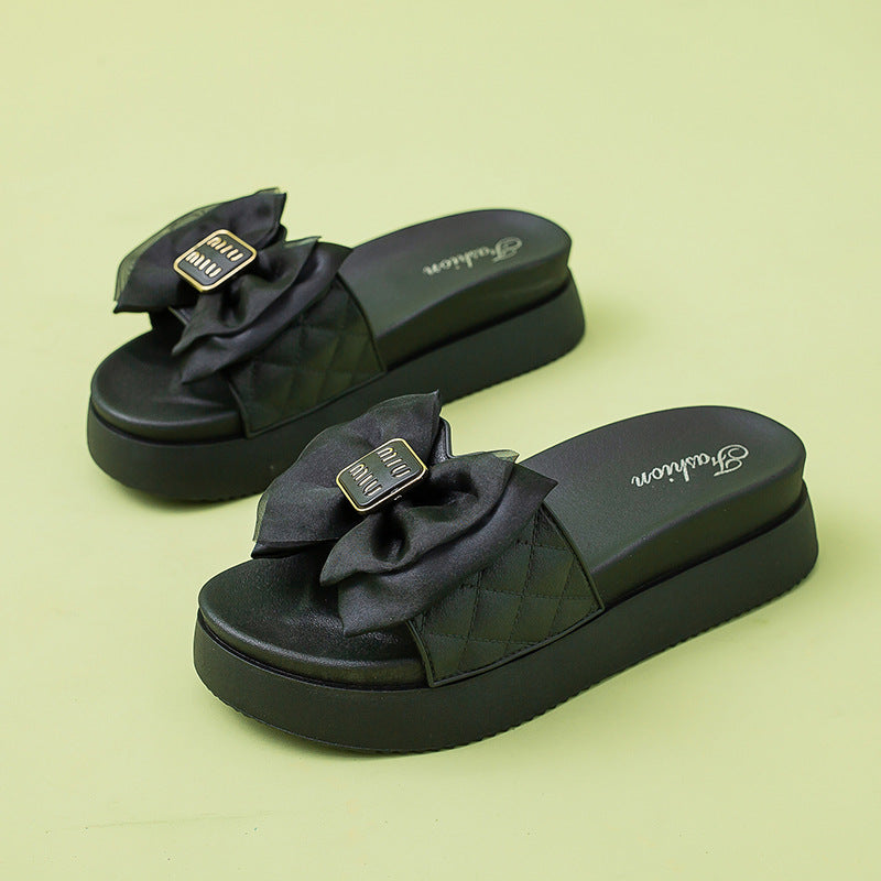 Thick solebows slippers women's summer outwear heightening non-slip flip-flops fashion lady style popular sandals wholesale