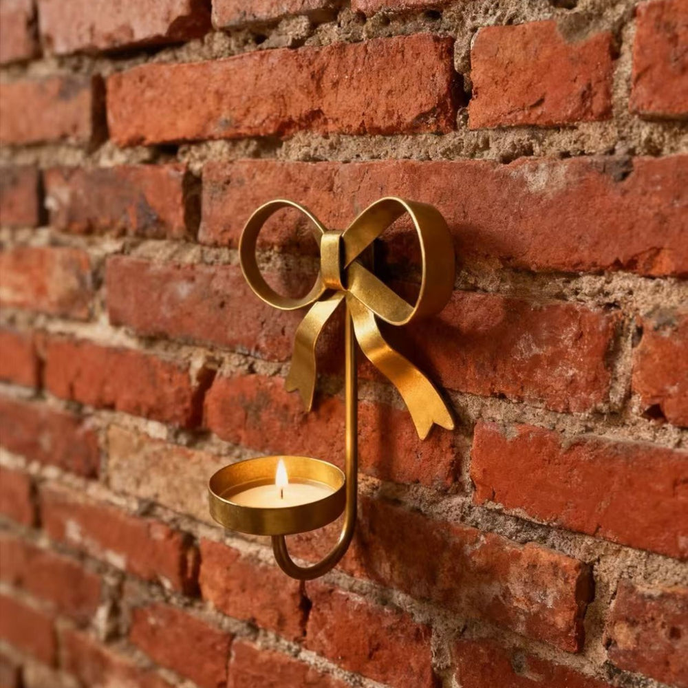 2025 new gold iron candlestick romantic atmosphere wedding valentine's day christmas bow decorative candlestick